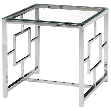 Kd Gabinetes Silver Stainless Steel Living Room Glass End Table KD2815140